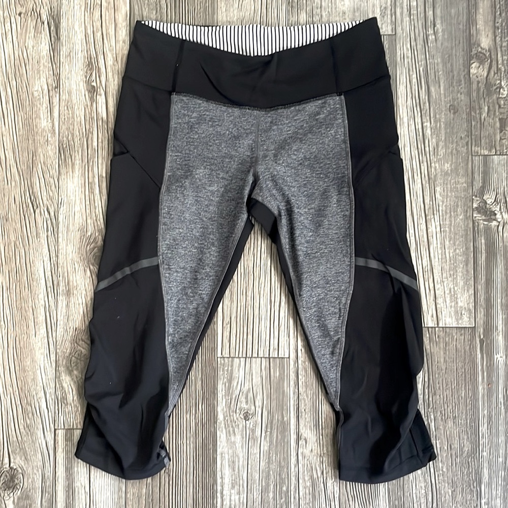 Lululemon 17” Run Crops Pocket Black Grey